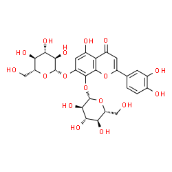 2-(3,4-Dihydroxyphenyl)-8-(beta-D-glucopyranosyloxy)-5,7-dihydroxy-4H- 1-benzopyran-4-one mono-beta-D-glucopyranoside structure