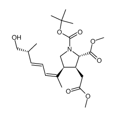 1-(tert-butyl) 2-methyl (2S,3S,4S)-4-((R,2Z,4E)-7-hydroxy-6-methylhepta-2,4-dien-2-yl)-3-(2-methoxy-2-oxoethyl)pyrrolidine-1,2-dicarboxylate结构式