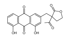 3-Acetyl-3-(9,10-dihydro-1,8-dihydroxy-9,10-dioxo-3-anthrylmethyl)tetrahydrofuran-2-on Structure