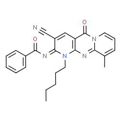 N-(3-cyano-10-methyl-5-oxo-1-pentyl-1,5-dihydro-2H-dipyrido[1,2-a:2,3-d]pyrimidin-2-ylidene)benzamide结构式