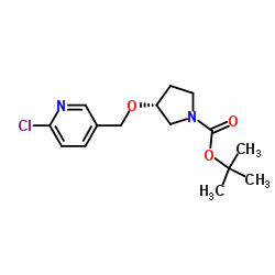 2-Methyl-2-propanyl (3R)-3-[(6-chloro-3-pyridinyl)methoxy]-1-pyrrolidinecarboxylate结构式