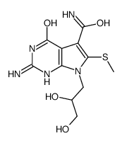 2-amino-7-(2,3-dihydroxypropyl)-6-methylsulfanyl-4-oxo-1H-pyrrolo[2,3-d]pyrimidine-5-carboxamide结构式