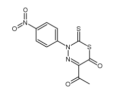 5-acetyl-3-(4-nitrophenyl)-2-thioxo-2H-1,3,4-thiadiazin-6(3H)-one Structure