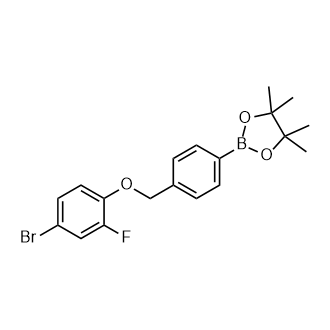 2-(4-((4-Bromo-2-fluorophenoxy)methyl)phenyl)-4,4,5,5-tetramethyl-1,3,2-dioxaborolane structure