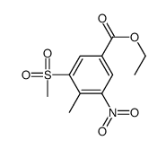 4-甲基-3-(甲基磺酰基)-5-硝基苯甲酸乙酯结构式