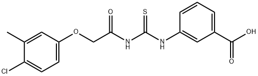 3-[[[[(4-chloro-3-methylphenoxy)acetyl]amino]thioxomethyl]amino]-benzoic acid structure