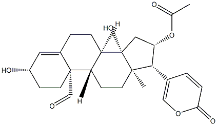 16β-Acetoxy-3β,14-dihydroxy-19-oxobufa-4,20,22-trienolide Structure