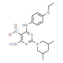 2-(3,5-dimethyl-1-piperidinyl)-N~4~-(4-ethoxyphenyl)-5-nitro-4,6-pyrimidinediamine Structure