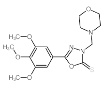 3-(morpholin-4-ylmethyl)-5-(3,4,5-trimethoxyphenyl)-1,3,4-oxadiazole-2-thione structure