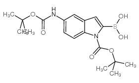 (1-(TERT-BUTOXYCARBONYL)-5-((TERT-BUTOXYCARBONYL)AMINO)-1H-INDOL-2-YL)BORONIC ACID Structure