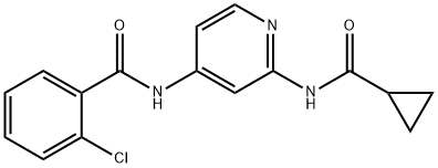 2-chloro-N-(2-(cyclopropanecarboxamido)pyridin-4-yl)benzamide结构式