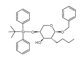 benzyl 2-C-butyl-2-deoxy-4-O-(tert-butyldiphenylsilyl)-α-L-arabinopyranoside结构式