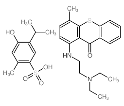 1-(2-diethylaminoethylamino)-4-methyl-thioxanthen-9-one; 4-hydroxy-2-methyl-5-propan-2-yl-benzenesulfonic acid structure