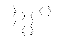 methyl (+)-(3R,αR)-3-(N-benzyl-N-α-methylbenzylamino)hexanoate结构式