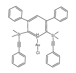 (2,6-bis(dimethyl(phenylethynyl)silyl)-3,5-diphenyl-1l5-phosphinin-1-yl)gold(II) chloride Structure