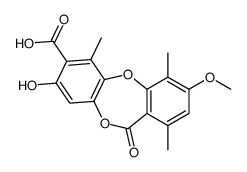 8-Hydroxy-3-methoxy-1,4,6-trimethyl-11-oxo-11H-dibenzo[b,e][1,4]dioxepin-7-carboxylic acid结构式