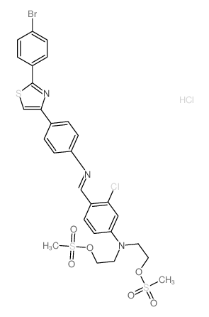 4-[[4-[2-(4-bromophenyl)-1,3-thiazol-4-yl]phenyl]iminomethyl]-3-chloro-N,N-bis(2-methylsulfonyloxyethyl)aniline结构式