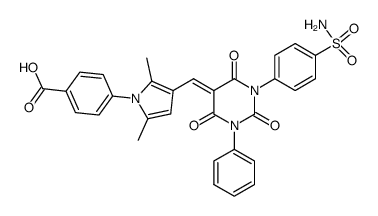 4-{3-[1-(4-sulfamoyl-phenyl)-2,4,6-trioxo-3-phenyl-tetrahydro-pyrimidin-5-ylidenemethyl]-2,6-dimethyl-pyrrol-1-yl}-benzoic acid Structure
