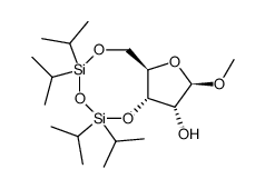 methyl 3,5-O-(1,1,3,3-tetraisopropyldisiloxane-1,3-diyl)-β-D-ribofuranoside Structure