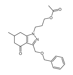 1-(3-Acetoxypropyl)-3-benzyloxymethyl-1,5,6,7-tetrahydro-6-methyl-4H-indazol-4-on结构式