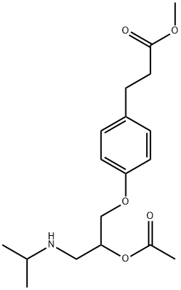 Benzenepropanoic acid, 4-[2-(acetyloxy)-3-[(1-methylethyl)amino]propoxy]-, methyl ester structure