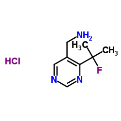 1-[4-(2-Fluoro-2-propanyl)-5-pyrimidinyl]methanamine hydrochloride (1:1) structure