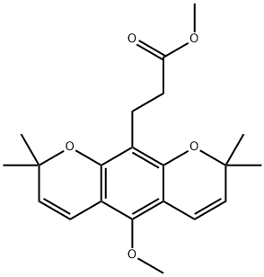 5-Methoxy-2,2,8,8-tetramethyl-2H,8H-benzo[1,2-b:5,4-b']dipyran-10-propanoic acid methyl ester结构式