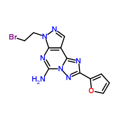 7H-Pyrazolo[4,3-e][1,2,4]triazolo[1,5-c]pyrimidin-5-amine, 7-(2-bromoethyl)-2-(2-furanyl)- structure