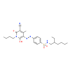 4-[(1-butyl-5-cyano-1,6-dihydro-2-hydroxy-4-methyl-6-oxo-3-pyridyl)azo]-N-(2-ethylhexyl)benzenesulphonamide结构式