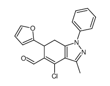 1-Ph-3-Me-4-Cl-5-HOC-6-Fur-2-yl-6,7-H2-indazol结构式