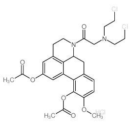 Ethanone,1-[2,11-bis(acetyloxy)-4,5,6a,7-tetrahydro-10-methoxy-6H-dibenzo[de,g]quinolin-6-yl]-2-[bis(2-chloroethyl)amino]-,hydrochloride (1:1)结构式