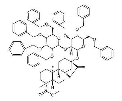 13-O-[2-O-(2,3,4,6-tetra-O-benzyl-β-D-glucopyranosyl)-3,4,6-tri-O-benzyl-β-D-glucopyranosyl]-steviol methyl ester Structure