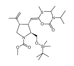 [2R,3S,3(1E),4S]-2-[(tert-butyldimethylsilyloxy)methyl]-3-[2-(N,N-diisopropylcarbamoyloxy)-2-methylthioethenyl]-4-(1-methylethenyl)pyrrolidine-1-carboxylic acid methyl ester结构式