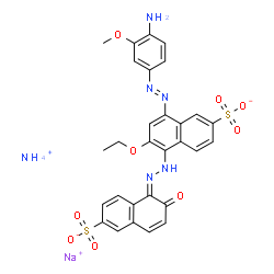 ammonium sodium 8-[(4-amino-3-methoxyphenyl)azo]-6-ethoxy-5-[(2-hydroxy-6-sulphonatonaphthyl)azo]naphthalene-2-sulphonate structure