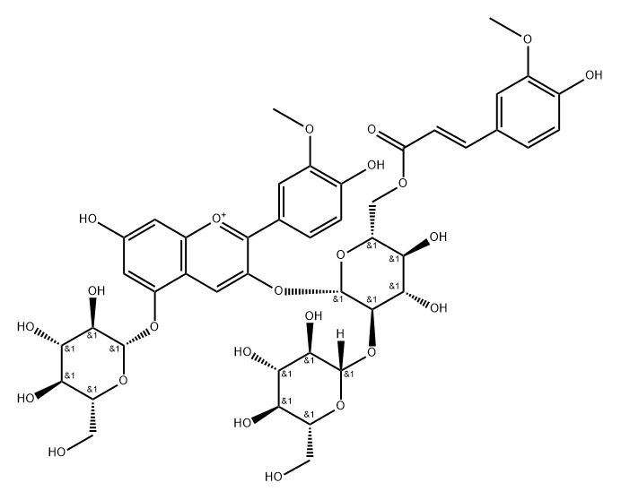 芍药素-3-O-(6-O-反式-阿魏酰-2-O-Β-葡萄糖苷-Β-葡萄糖苷)-5-O-Β-葡萄糖苷图片