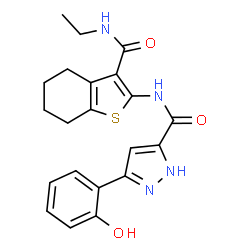 N-[3-(ethylcarbamoyl)-4,5,6,7-tetrahydro-1-benzothiophen-2-yl]-5-(2-hydroxyphenyl)-1H-pyrazole-3-carboxamide结构式