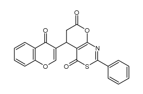 5-(4-oxo-4H-chromen-3-yl)-2-phenyl-5,6-dihydro-4H,7H-pyrano[2,3-d][1,3]thiazine-4,7-dione结构式