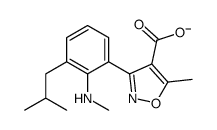 2'-(N-methylamino)-2-methylpropyl-5-methyl-3-phenylisoxazole-4-carboxylate structure