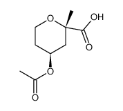 (2S,4S)-4-acetoxy-2-methyltetrahydro-2H-pyran-2-carboxylic acid Structure