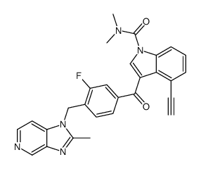 4-乙炔-3-[3-氟-4-[(2-甲基-1H-咪唑并[4,5-c]吡啶-1-基)甲基]苯甲酰基]-N,N-二甲基-1H-吲哚-1-羧酰胺结构式