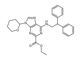 ethyl 6-[(2,2-diphenylethyl)amino]-9-(tetrahydro-2H-pyran-2-yl)-9H-purine-2-carboxylate Structure