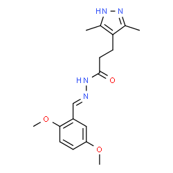 (E)-N-(2,5-dimethoxybenzylidene)-3-(3,5-dimethyl-1H-pyrazol-4-yl)propanehydrazide结构式