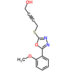 4-([5-(2-METHOXYPHENYL)-1,3,4-OXADIAZOL-2-YL]THIO)BUT-2-YN-1-OL结构式