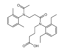 4-[N-[3-(N-acetyl-2,6-dimethylanilino)propanoyl]-2,6-diethylanilino]butanoic acid Structure