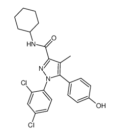 N-cyclohexyl-1-(2,4-dichlorophenyl)-5-(4-hydroxyphenyl)-4-methyl-1H-pyrazole-3 -carboxamide Structure