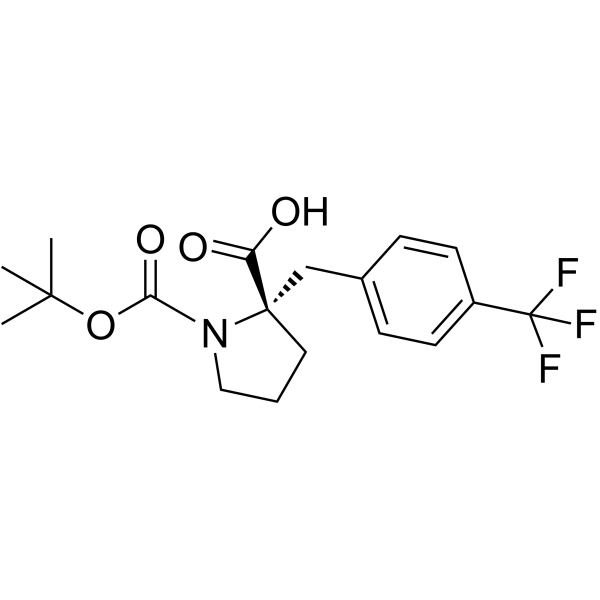 (S)-1-(TERT-BUTOXYCARBONYL)-2-(4-(TRIFLUOROMETHYL)BENZYL)PYRROLIDINE-2-CARBOXYLIC ACID结构式