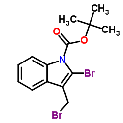 2-Methyl-2-propanyl 2-bromo-3-(bromomethyl)-1H-indole-1-carboxylate Structure