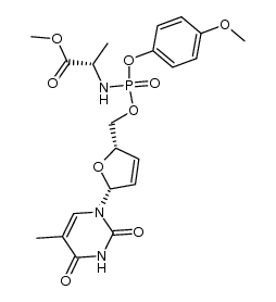 2',3'-didehydro-2',3'-dideoxythymidine 5'-(4-methoxyphenyl (methoxyalaninyl)phosphate) Structure