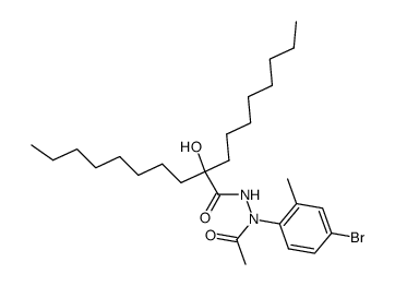 Acetic acid N-(4-bromo-2-methyl-phenyl)-N'-(2-hydroxy-2-octyl-decanoyl)-hydrazide Structure