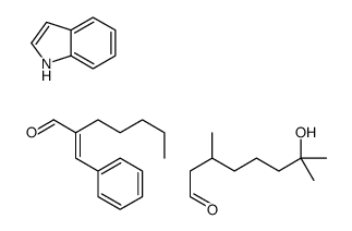 (2E)-2-benzylideneheptanal,7-hydroxy-3,7-dimethyloctanal,1H-indole结构式